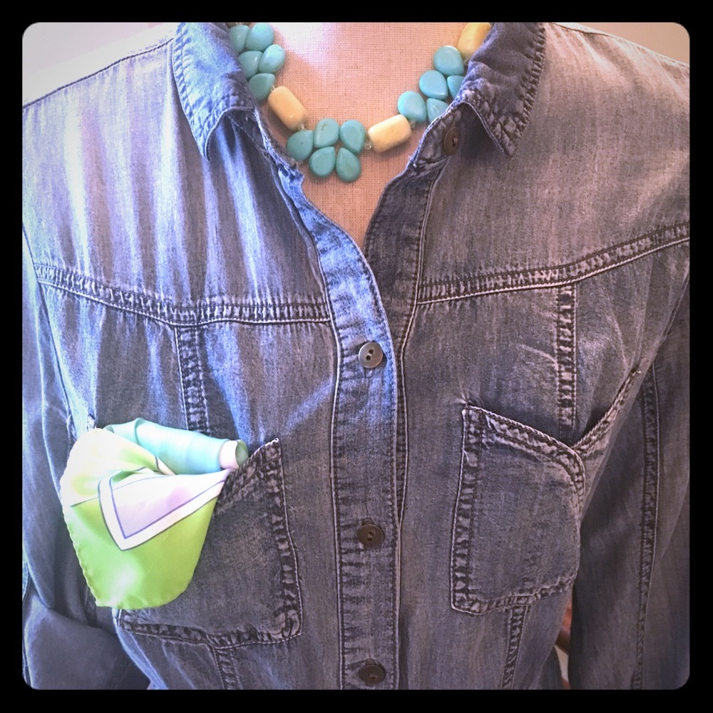 💖Chambray blue denim versatile DRESS